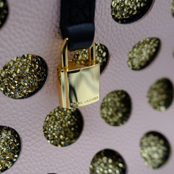 Marc Jacobs Mini Grind Leather Crossbody Satchel, Peach/Lt Pink w/Gold Circles - Picture 3 of 5